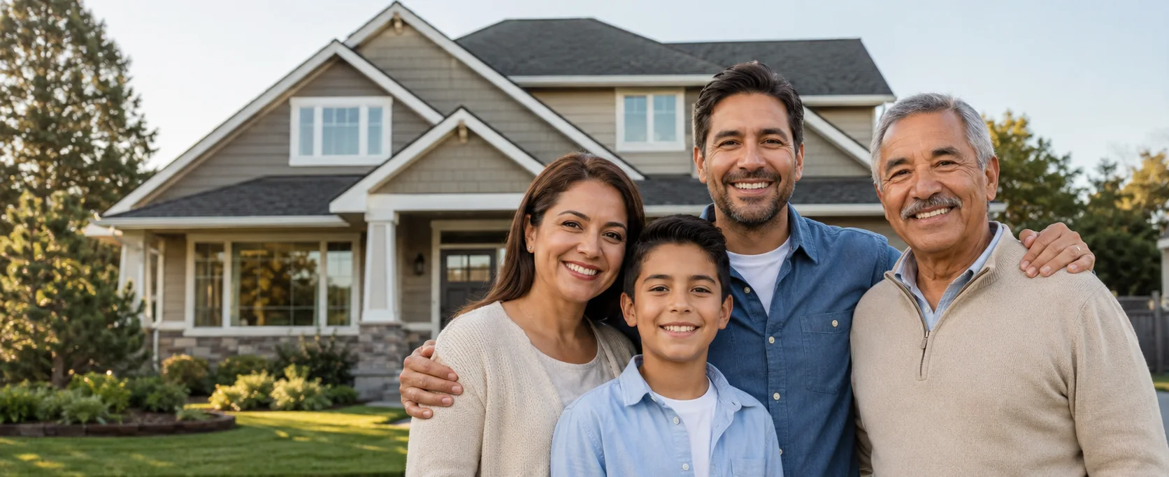 Multi-generational family in front of their home - Yasmin Bedoya